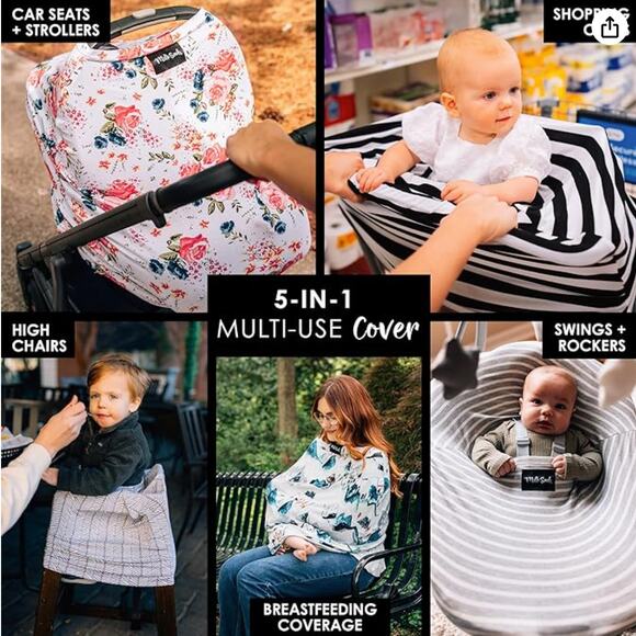 Milk Snob 5-in-1 Nursing Cover, Carseat Cover, Shopping Cart Cover, Floral - Picture 3 of 5